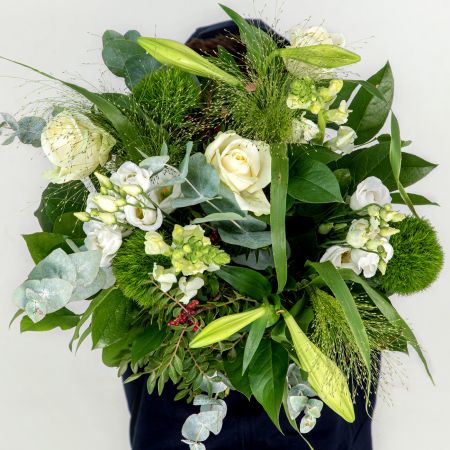 wit groen stijlvol elegant en chique bloemen boeket